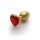 Shots Ouch! Heart gemstone anal plug gold ruby red small 2.7 cm