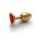 Shots Ouch! Heart gemstone anal plug gold ruby red small 2.7 cm