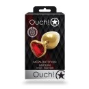 Shots Ouch! Herz Edelstein Anal Plug Gold Rubinrot mittel 3,4 cm