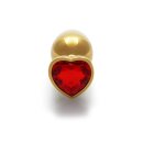 Shots Ouch! Herz Edelstein Anal Plug Gold Rubinrot groß 4 cm