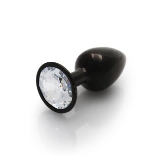 Shots Ouch! Round gemstone anal plug black silver small 2.7 cm
