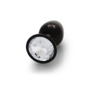 Shots Ouch! Round gemstone anal plug black silver small 2.7 cm