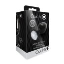 Shots Ouch! Runder Edelstein Anal Plug Schwarz Silber mittel 3,4 cm