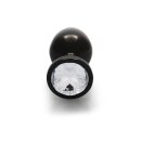 Shots Ouch! Runder Edelstein Anal Plug Schwarz Silber mittel 3,4 cm