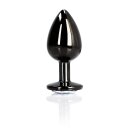 Shots Ouch! Runder Edelstein Anal Plug Schwarz Silber mittel 3,4 cm