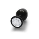 Shots Ouch! Runder Edelstein Anal Plug Schwarz Silber mittel 3,4 cm