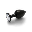 Shots Ouch! Runder Edelstein Anal Plug Schwarz Silber mittel 3,4 cm