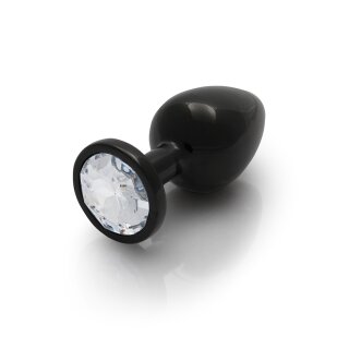 Shots Ouch! Runder Edelstein Anal Plug Schwarz Silber groß 4 cm