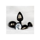 Shots Ouch! Runder Edelstein Anal Plug Schwarz Silber groß 4 cm