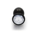 Shots Ouch! Runder Edelstein Anal Plug Schwarz Silber groß 4 cm