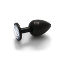 Shots Ouch! Runder Edelstein Anal Plug Schwarz Silber groß 4 cm