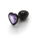 Shots Ouch! Heart Gemstone Anal Plug Black Purple small 2,7 cm
