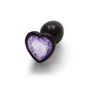 Shots Ouch! Heart Gemstone Anal Plug Black Purple small 2,7 cm