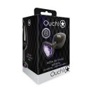 Shots Ouch! Herz Edelstein Anal Plug Schwarz Lila mittel 3,4 cm
