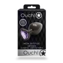 Shots Ouch! Herz Edelstein Anal Plug Schwarz Lila mittel 3,4 cm