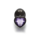 Shots Ouch! Herz Edelstein Anal Plug Schwarz Lila mittel 3,4 cm