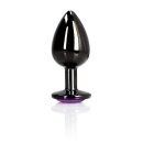 Shots Ouch! Herz Edelstein Anal Plug Schwarz Lila mittel 3,4 cm