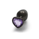 Shots Ouch! Herz Edelstein Anal Plug Schwarz Lila mittel 3,4 cm