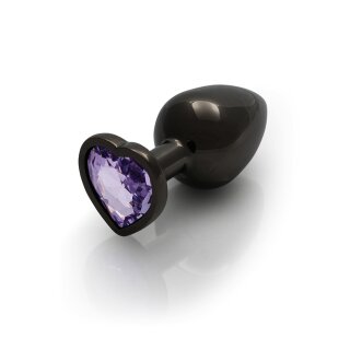 Shots Ouch! Herz Edelstein Anal Plug Schwarz Lila groß 4 cm