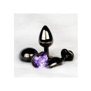 Shots Ouch! Herz Edelstein Anal Plug Schwarz Lila groß 4 cm