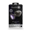 Shots Ouch! Herz Edelstein Anal Plug Schwarz Lila groß 4 cm