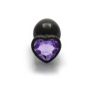 Shots Ouch! Herz Edelstein Anal Plug Schwarz Lila groß 4 cm