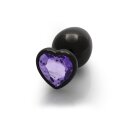 Shots Ouch! Herz Edelstein Anal Plug Schwarz Lila groß 4 cm