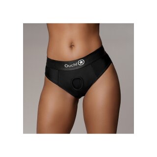 Shots Ouch! Vibrierender Strap-on-Tanga mit Schnallen hinten M/L
