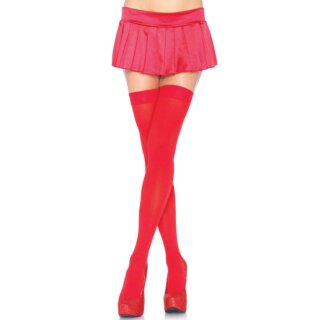 Leg Avenue Nylon Thigh Highs Red - OS