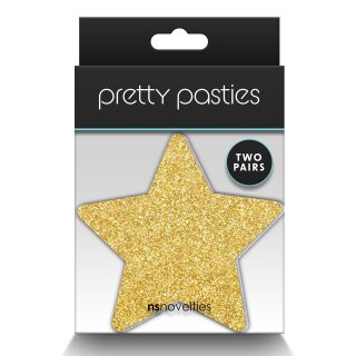 Pretty Pasties Glitter Stars Black Gold 2 Pair