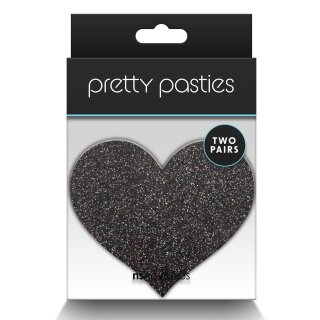 Pretty Pasties Glitter Hearts Black Gold 2 Pair