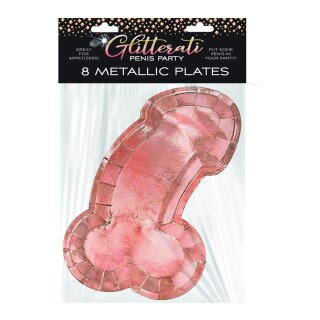 Glitterati Penis Rose Gold Plates, 8