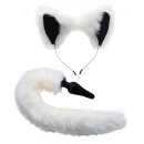 XR Brands White Fox Tail and Ears Set