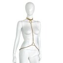 Deluxe Gold Leather Collar and Gold Chains