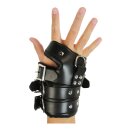 Strict 4-buckle leather wrist cuffs black