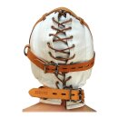 Strict Strap leather headgear with inner padding and collar Size: M/L white-light brown