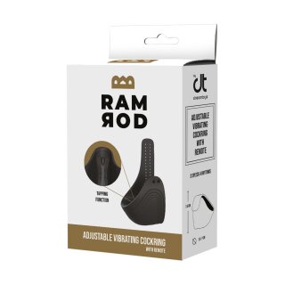 Ramrod Adjustable Vibrating Cockring With Remote Black