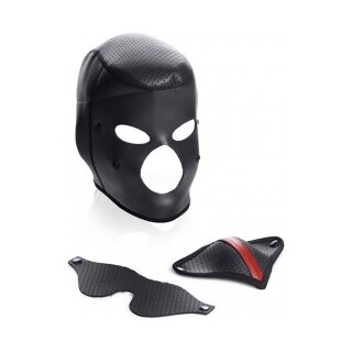 XR Brands Scorpion face mask with removable blindfold + mouth cover black, red