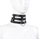 Tripple O-Ring Strap Collar PU-Leather