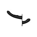 Shots Dual Silicone Ribbed Strap-On Double Dildo black