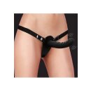 Shots - Ouch! - Vibrating - Rechrgeable - 10 Speed Silicone Ribbed Strap-On - Adjustable - Black