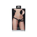 Shots - Ouch! - Vibrating - Rechrgeable - 10 Speed Silicone Ribbed Strap-On - Adjustable - Black