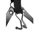 Shots head harness with spider mouth gag and nose hook black