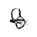Shots head harness with spider mouth gag and nose hook black