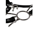 Shots head harness with spider mouth gag and nose hook black