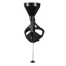 Shots head harness with open mouth gag, stopper and funnel black