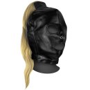 Shots leather mask with blonde ponytail black