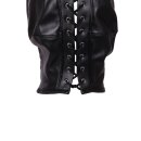 Shots leather mask with brown ponytail black