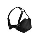Shots head harness with mouth guard and integrated ball gag in black