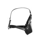 Shots head harness with mouth guard and integrated ball gag in black
